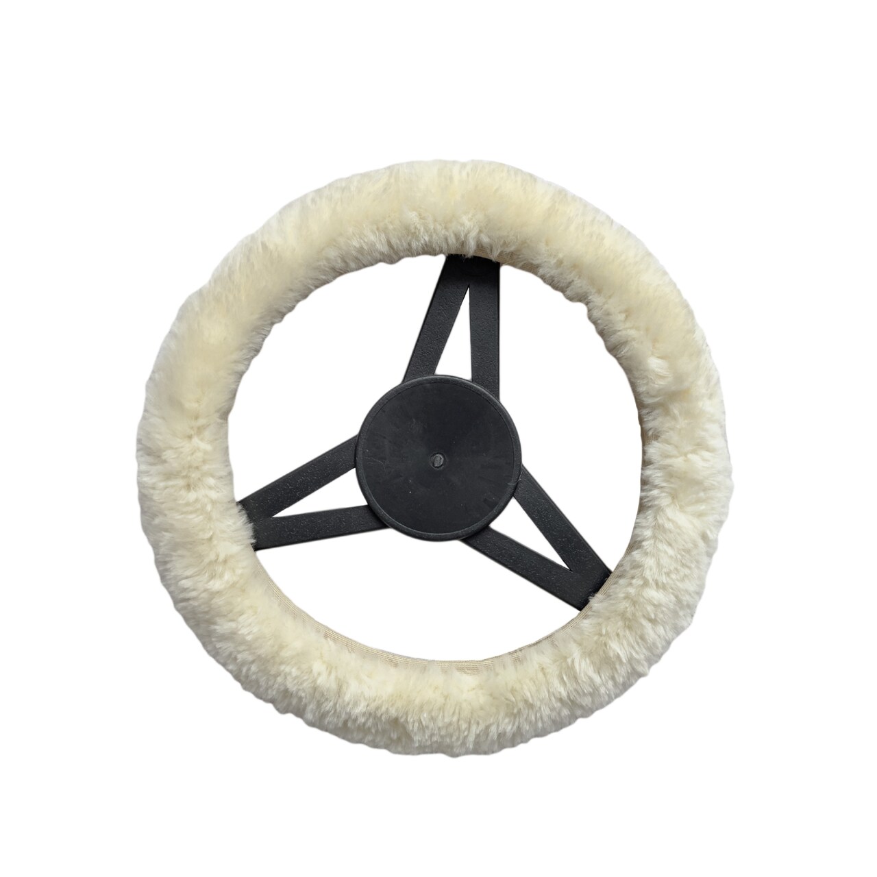 Natural Sheepskin Steering Wheel Cover 14-16 Inch Universal Fit Zealand Wool